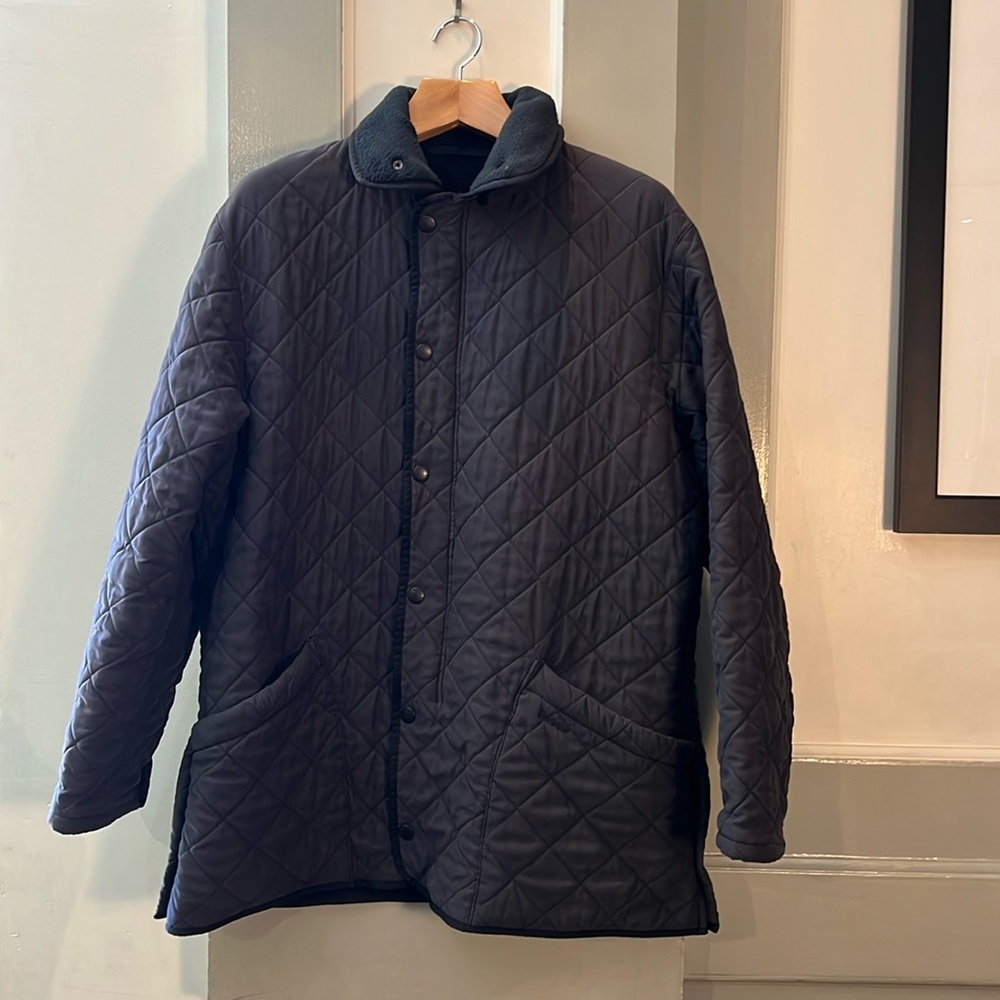 Barbour Microfibre Polarquilt Long Quilted Jacket Dark Blue